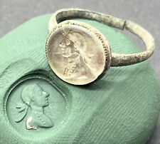 RARE Medieval Ring W/ Glass Intaglio Bust - Intact - Circa 1400-1600’s AD Old C picture