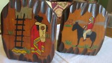 UNIQUE~ Vintage Pintado a Mano~ Hand Painted~ Set of Native American Bookends #3 picture