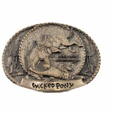 Vintage 1982 Fredrick Remington Western Belt Buckle Wicked Pony Limited Ed Brass picture