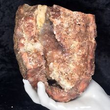 7” Unique Fire Red Quartz Crystal Cluster Geode Agate Ferruginous Kentucky 4Lb picture