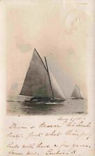 C1910'S Two Sailboats Rppc Photo Postcard (Has Damage) August 6 1911 picture