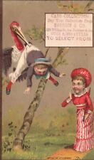 1880s-90s Barnum & Co. Card Collector's Bird Holding Boy by Pants Trade Card picture