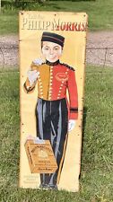 Original 1952 Call For Philip Morris Little Johnny 46 x 16 Embossed Tobacco Sign picture