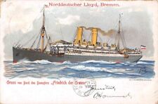 SS FRIEDRICH DER GROSSE NORD-DEUTSCHER LLOYD LINE ARTIST IMAGE used Seepost 1907 picture