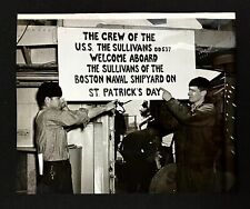 1952 USS The Sullivans Navy Ship Sailors St Patricks Day Banner VTG Press Photo picture