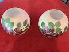 2 Vtg Hand Painted Ball Rose GWTW Lamp Globes picture