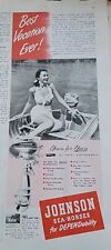 1948 Johnson seahorse  motor boat , pretty woman best vacation ever Vintage ad picture