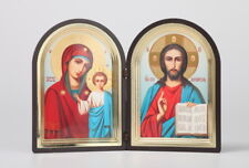 Russian Diptych Icon, Christ Pantocrator and the Madonna with Jesus - with Case picture
