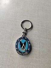 VINTAGE NOS DOUBLE-SIDED Boston Terrier Dog Keychain BOSTON TERRIER KEYCHAIN  picture