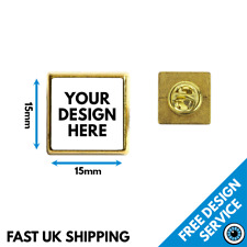15mm Custom Lapel Pin Badges • Personalised Printed Badge • Promotional Square picture