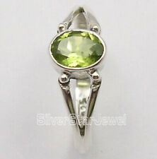 Ahoy: Peridot ring Size 5.75  Sterling Silver  1.9g  5 x 7 mm #2066 picture