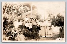 RPPC Family of Thirteen Posing by Porch ARTURA 1910-1924 ANTIQUE Postcard 1423 picture