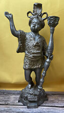 Vintage Blackamoor Candlestick Statue Metal Made In India 16” picture