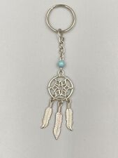 Vintage 4”  Keychain DREAMCATCHER Key Ring Silver Tone Metal Native American picture