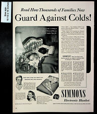 1948 Simmons Electronic Blanket Guard Against Colds Warm Vintage Print Ad 28363 picture
