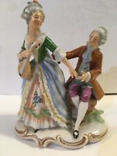 Vintage Porcelain Figurines Handgemalt #9577 Victorian Man & Woman Germany  picture