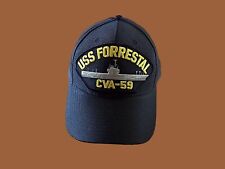 USS FORRESTAL CVA - 59 U.S NAVY SHIP HAT OFFICIAL MILITARY BALL CAP U.S.A MADE picture