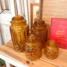 Vintage L.E. Smith 1940's-1950's Amber Glass Canister Set picture