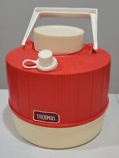 VINTAGE RED PLASTIC THERMOS 1 GALLON INSULATED JUG - CLEAN picture