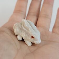 Hand Carved Precious OPAL Gemstone Rabbit Figure Amber Eyes 61.5 Carats Estate picture