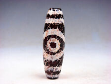 Old Tibetan Natural Agate Crafted *3 Eyes* Pattern LARGE Dzi Bead #04291908 picture