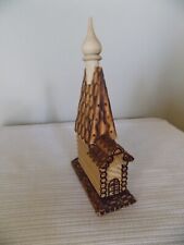 Vintage Russian Wooden Church Wood Burned Miniature Erzgebirge Village picture