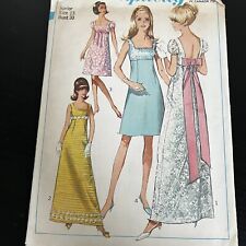 Vintage 1960s Simplicity 7117 Cottagecore Party Dress Sewing Pattern 13 XS CUT picture