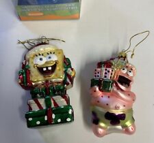 Vintage y2k 2004 Nickelodeon Spongebob & Patrick Glass Christmas Ornaments Kurt picture