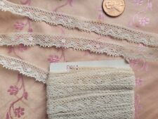 Antique Scalloped Lace French Trim Valennciene 4 Yards Floral Insertion Picoted  picture