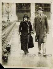 1923 Press Photo Envoy Brand Whitlock and wife walk their dogs in Brussels picture