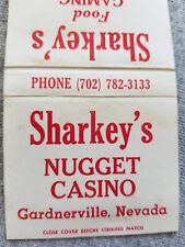 Vtg FS Matchbook Cover Gardnerville NV Sharkey's Nugget Casino Country Western picture