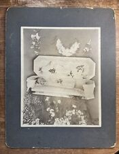 Antique Cabinet Card Photograph Post Mortem Indentified Child Open Coffin 1908 picture