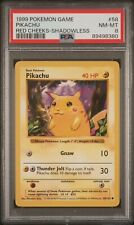 1999 Pokemon Game Red Cheeks Shadowless #58 Pikachu PSA 8 NM-MT picture