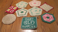 VINTAGE LOT  OF 7 CROCHETED POTHOLDERS **PLUS 2 OTHERS** picture