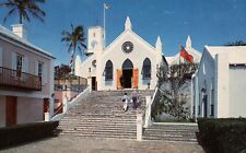 People Attending Mass St Peter Church Bermuda Vintage Postcard Unposted picture