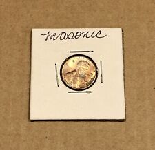 Masonic Freemason Compass & Square Stamped on 1982 Lincoln Penny *FREE SHIPPING* picture