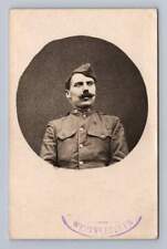 Handsome French WWI Soldier w Big Mustache RPPC Antique Photo Westvleteren 1910s picture