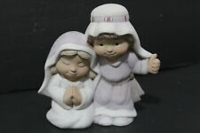 Vintage Childrens' Nativity Mary and  Joseph Statue Ceramic Hand Painted 8