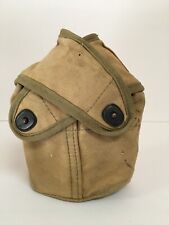 WW2 WWII USMC Marine Corps Khaki Cross Flap Canteen Cover with Drain Hole picture