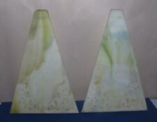 Four Antique Bradley Hubbard Green and White Flat Slag Glass Shade Panels B & H picture