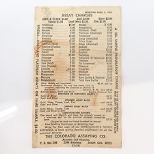Colorado Assaying Co. c1964 Assay Charges Chart picture