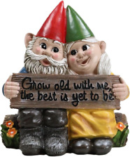 Ebros Whimsical Mr and Mrs Gnome Hobbit Couple Sitting On Garden Log Statue 6.25 picture