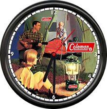 Retro Vintage Coleman Lantern Family Camping Tent 60's Theme Sign Wall Clock picture