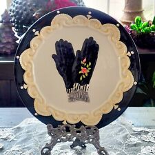 Vtg Victorian Plate Ladies Gloves Raised Hand Painted Scalloped Lace Decorative  picture