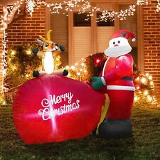 Christmas Santa Gift Bag Reindeer Airblown Inflatable Decor Outdoor Light Xmas picture