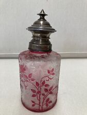 Baccarat Crystal  Perfume Bottle Eglantier Rose Etched with Silver Lid c.1900 picture