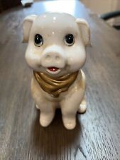 VINTAGE Piggy Bank Yellow, White & Gold picture