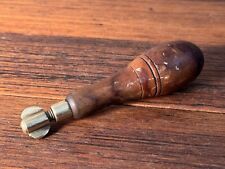 Vintage c.1900 Beech Brass-Colletted Multi Tool Handle Awl Drill Toolholder picture