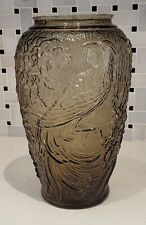 RARE Fenton Gray Tawny Depression Glass Bird of Paradise Vase Embossed Tropical  picture