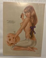 VARGAS GIRL Pin-Up Art Oct 1964 Playboy Print Long Hair Brunette Carving Pumpkin picture